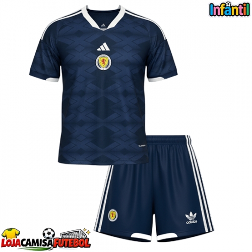 Camisa de Futebol Escócia Equipamento Principal Infantil Mundo 2026 Manga Curta (+ Calças curtas)